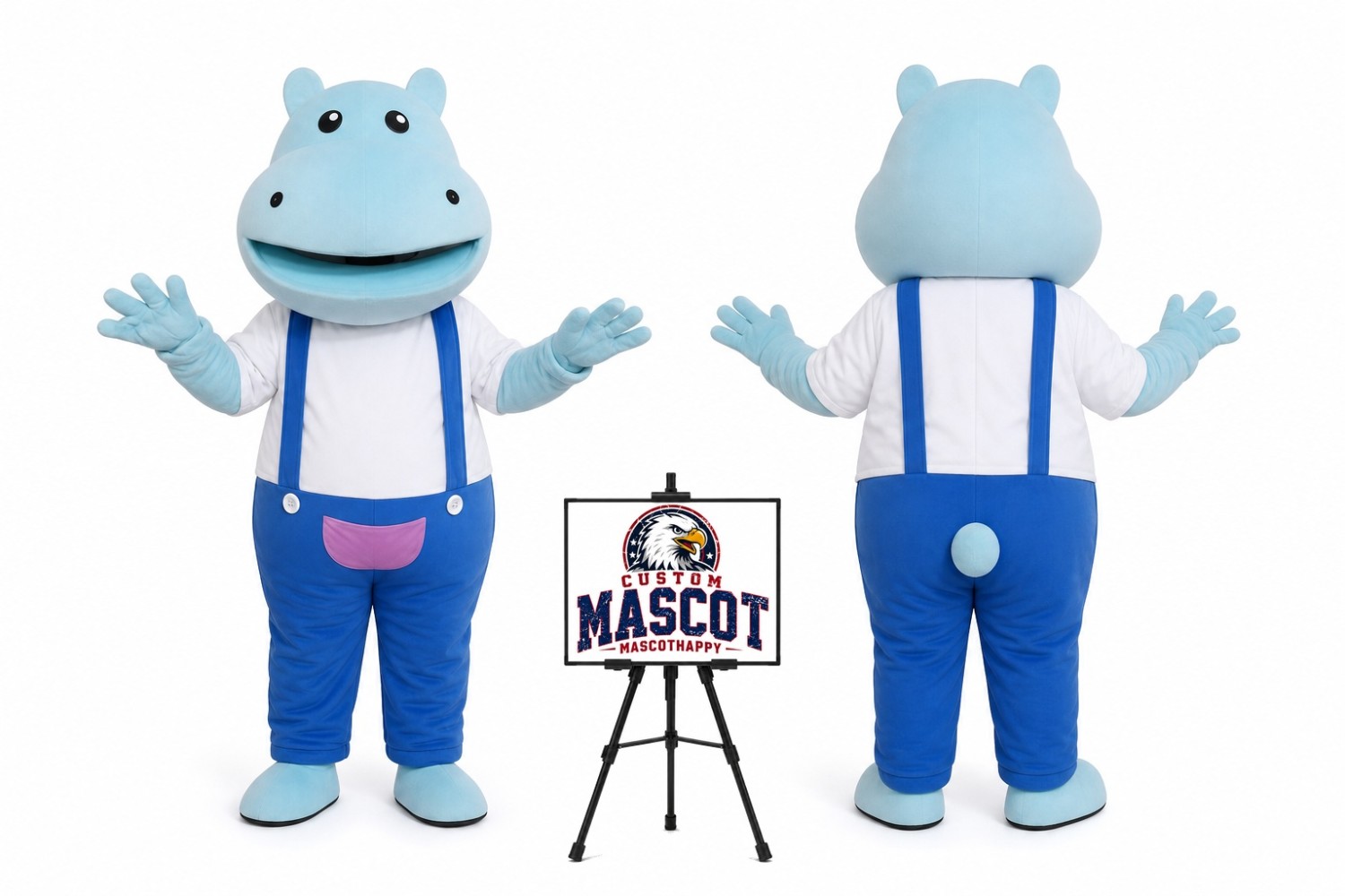 Cartoon Plush Strap Hippo Mascot Costume Cartoon Plush Strap Hippo Mascot Costume