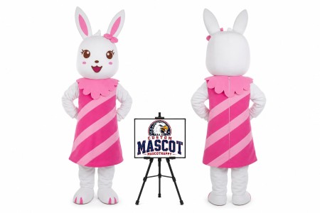 Cartoon Striped Rabbit Mascot Costume for Easter Events