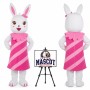 Cartoon Striped Rabbit Mascot Costume for Easter Events