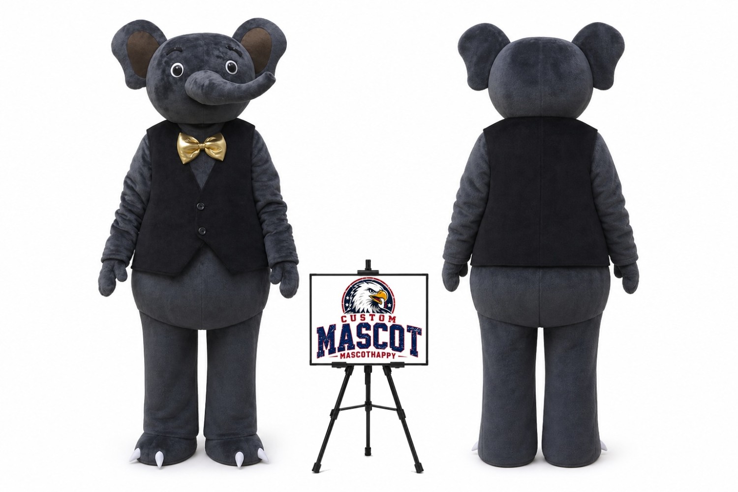 Black Cartoon Gentleman Icon Mascot Costume Black Cartoon Gentleman Icon Mascot Costume