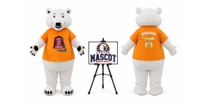 Polar Bear in Shirt Mascot Costume Polar Bear in Shirt Mascot Costume