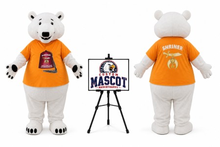 Polar Bear in Shirt Mascot Costume