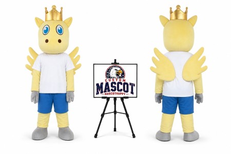 Crowned Winged Hippo Character Mascot Costume