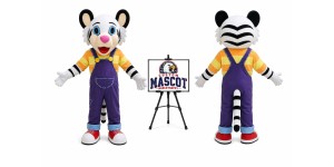 Tiger in Overalls Mascot Costume Tiger in Overalls Mascot Costume