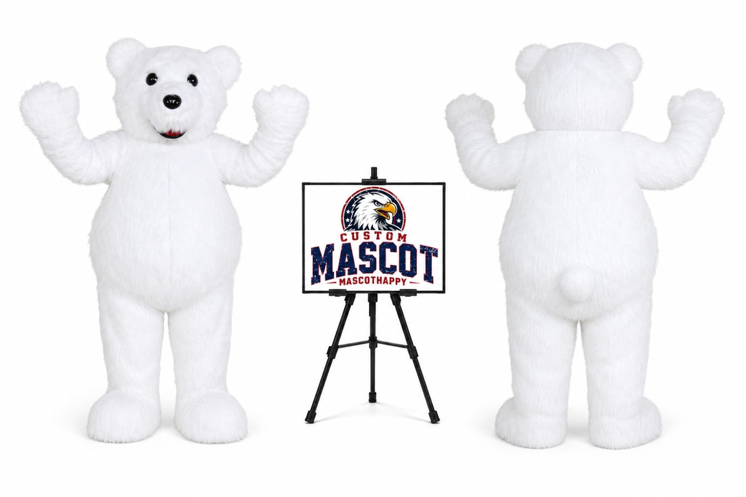Waving Polar Bear Mascot Costume Waving Polar Bear Mascot Costume
