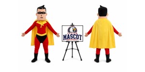 Superhero Man with Cape Mascot Costume Superhero Man with Cape Mascot Costume