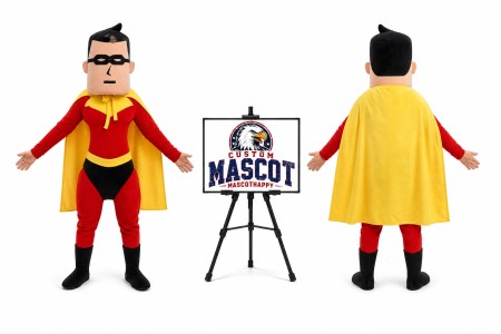 Superhero Man with Cape Mascot Costume