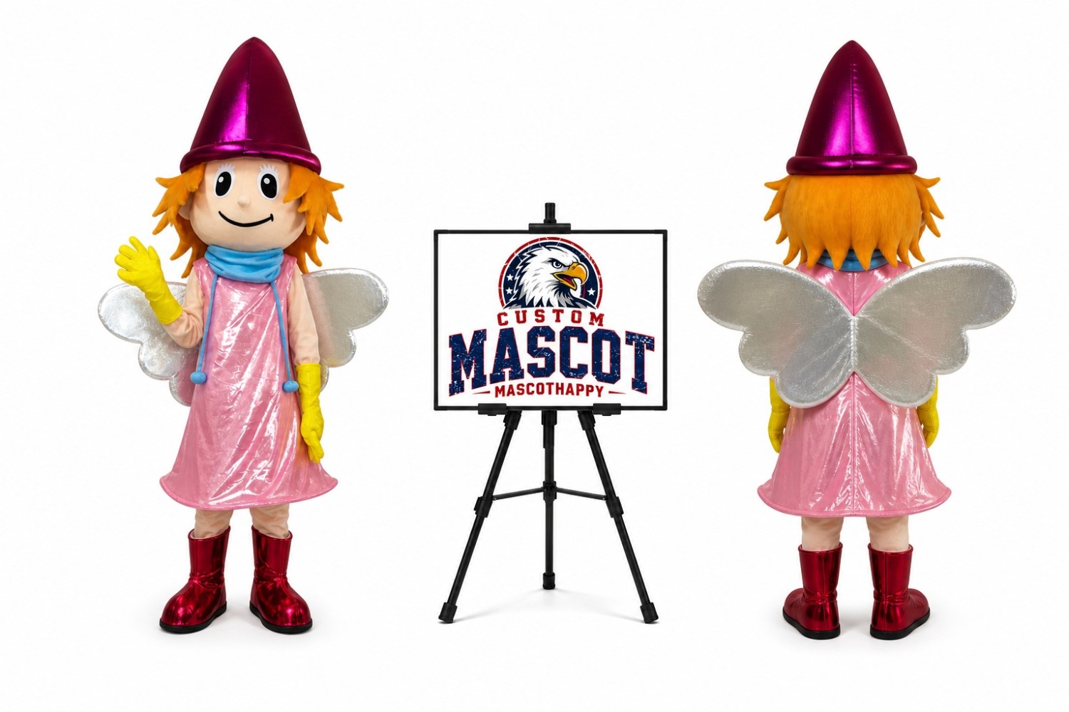 Pink Fairy Witch Mascot Costume for Parties Pink Fairy Witch Mascot Costume for Parties
