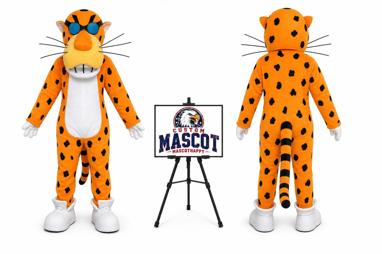 Orange Adult Chester Cheetah Leopard Mascot Costume