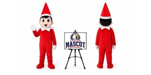 Red Adult Christmas Boy Mascot Costume for Christmas Events Red Adult Christmas Boy Mascot Costume for Christmas Events