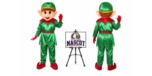 Green Adult Christmas Elf Mascot Costume for Christmas Events Green Adult Christmas Elf Mascot Costume for Christmas Events