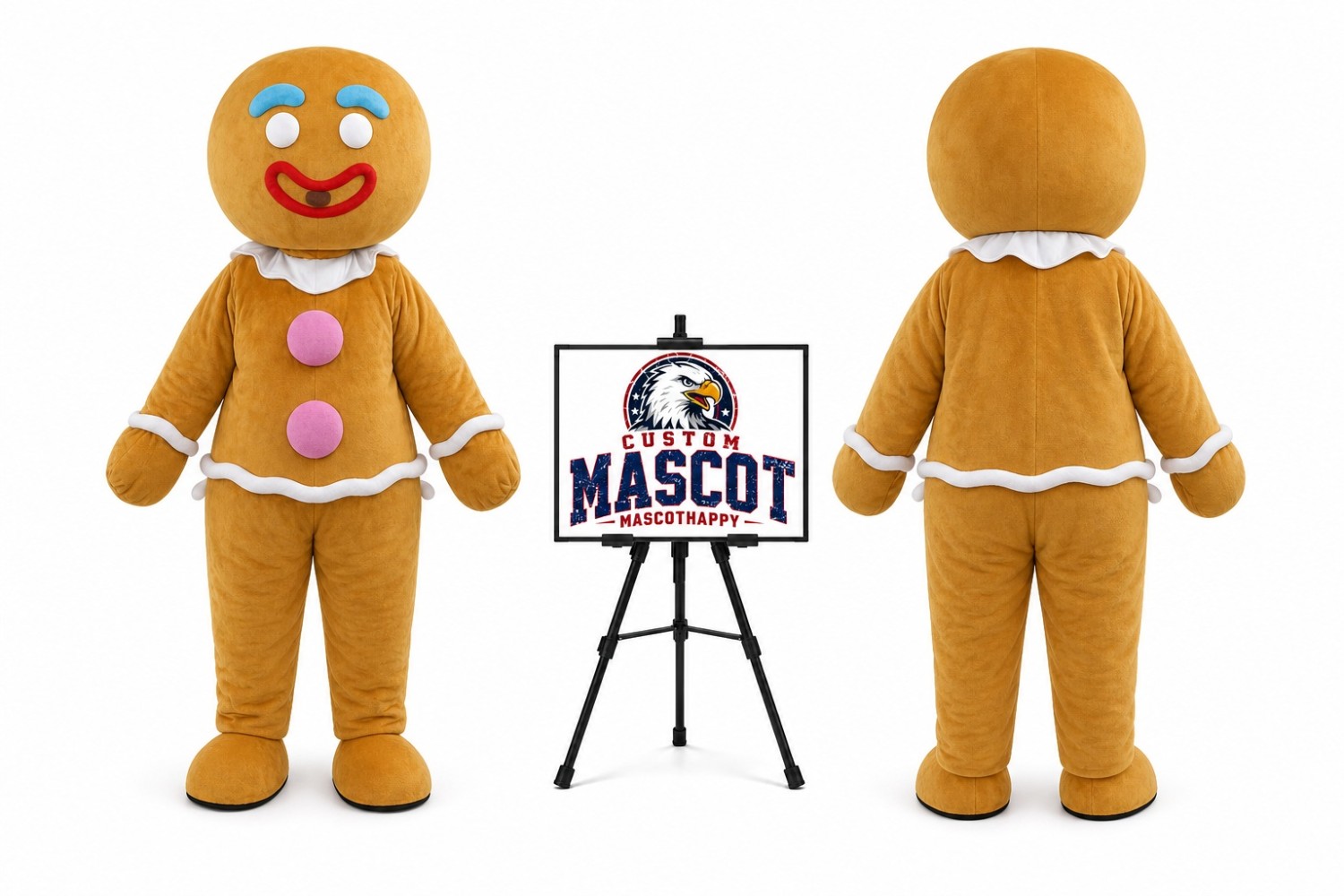 Adult Christmas Gingerbread Man Mascot Costume for Christmas Events Adult Christmas Gingerbread Man Mascot Costume for Christmas Events