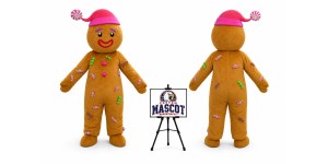 Adult Cookie Gingerbread Man Mascot Costume for Food Events Adult Cookie Gingerbread Man Mascot Costume for Food Events