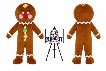 Adult Gingerbread Man Mascot Costume for Christmas Events