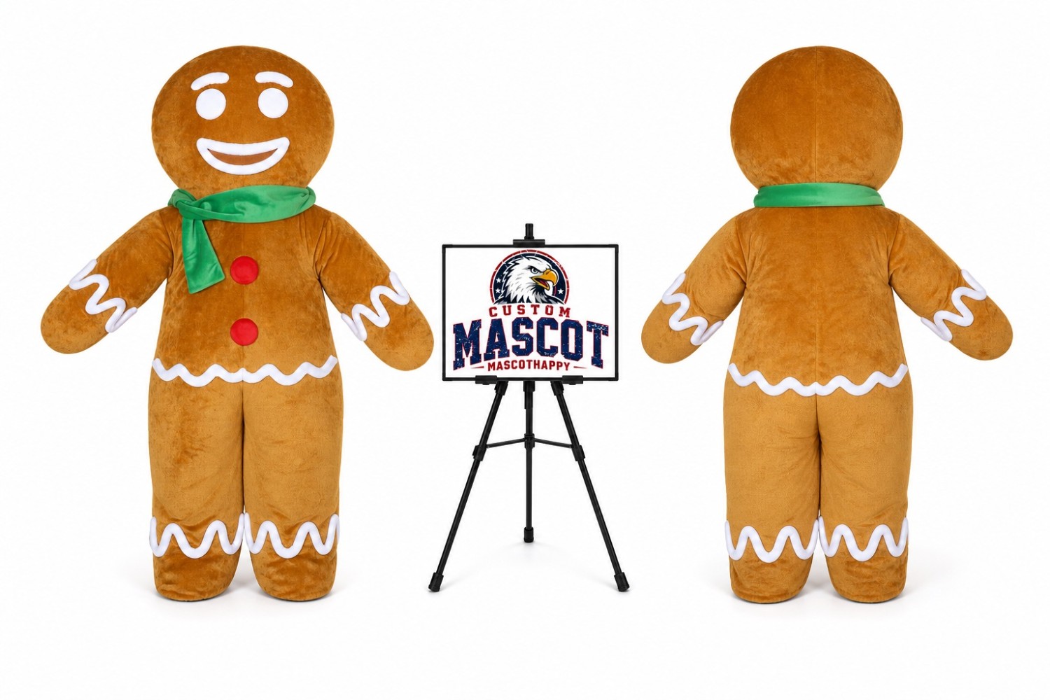 Adult Gingerbread Man Mascot Costume for Food Events Adult Gingerbread Man Mascot Costume for Food Events