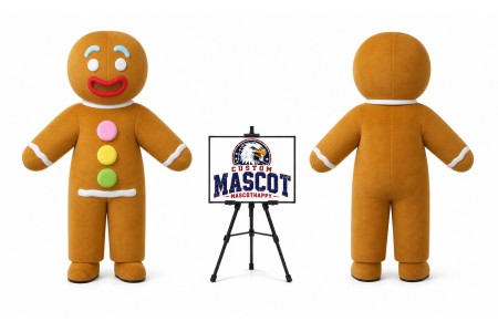 Adult Gingerbread Man Mascot Costume for Food Events