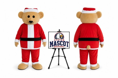 Adult Santa Bear Mascot Costume for Christmas Events