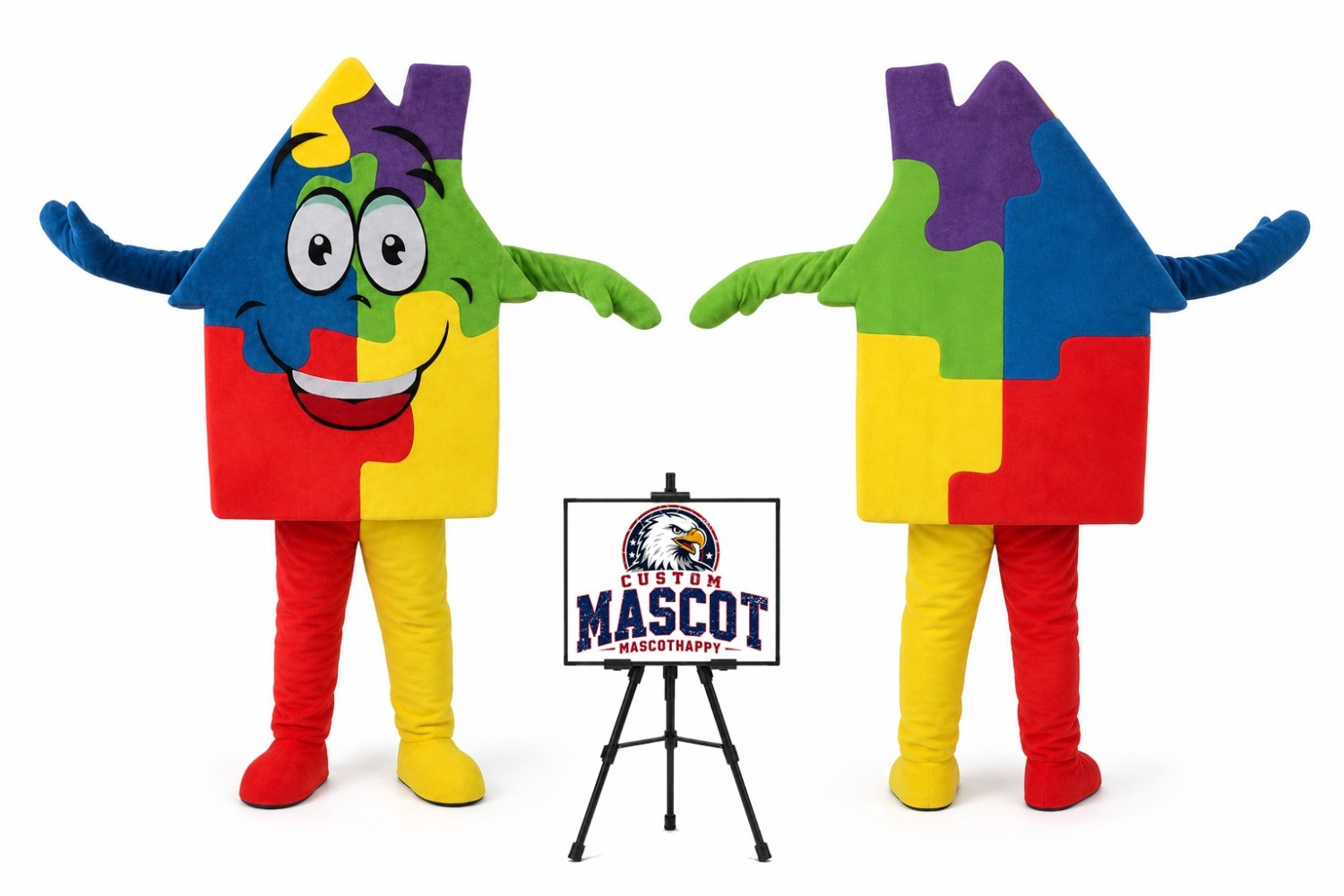 Building Block House Mascot Costume Building Block House Mascot Costume
