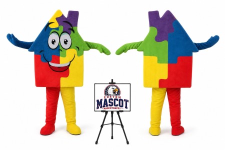 Building Block House Mascot Costume