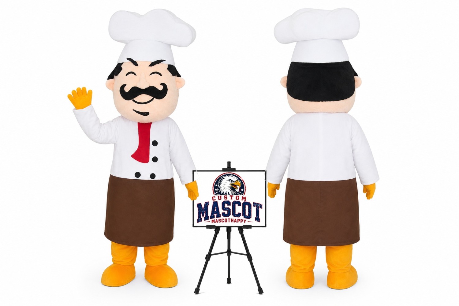 Cartoon Bread Chef Mascot Costume for Food Events Cartoon Bread Chef Mascot Costume for Food Events